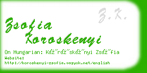 zsofia koroskenyi business card